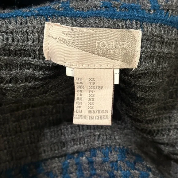 Chunky Oversized Aztec Teal Forever 21 Open Cardigan Size X-Small Boho - Picture 5 of 7